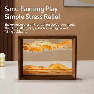 3D bewegende Sandkunst Bild mit Holzrahmen für Deko