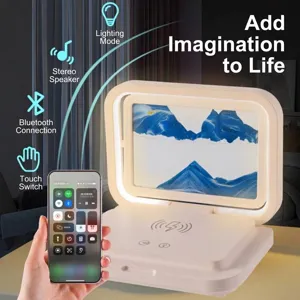 Pintura de arena movediza moderna con cargador inalámbrico y lámpara altavoz Bluetooth