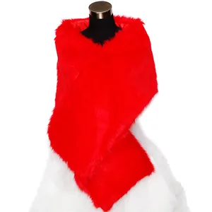 Étole de mariée luxueuse en fausse fourrure rouge pour robes de mariée et de soirée chic