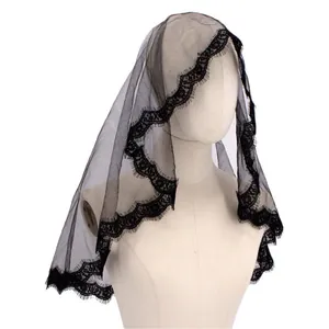 Voile de cosplay noir avec bordure en dentelle pour costume d'Halloween Lydia Deetz.