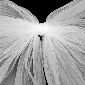 Bridal Mini Veil Hair Clip With Pleated Wave Mesh Bow Design Princess Birthday Photography Props Wedding Party Accessories