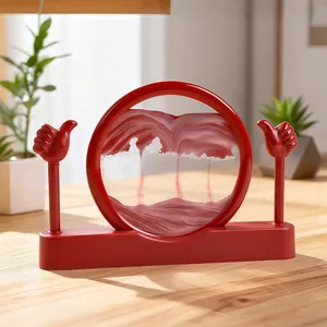 Decoración de mesa de arte de arena 3D roja con diseño de pulgares hacia arriba