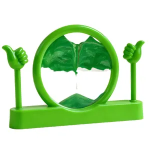 Decoración de paisaje de montaña de arte de arena móvil 3D verde para escritorio y oficina