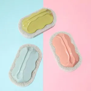 Set mit 3 Küchenreinigungsschwämmen mit ergonomischen Griffen in Pastellfarben