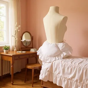 White ruffled duck-butt skirt support bustle padding for Lolita and cosplay outfits