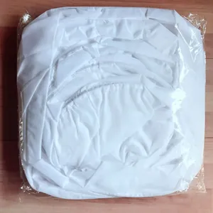 Detailed view of a folded white bridal petticoat skirt hoop in transparent packaging.