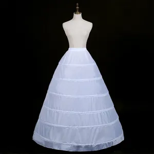 Detailed view showing the 6-hoop structure of a white wedding dress petticoat for volume.