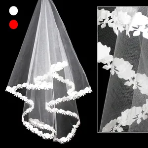 Französischer Minimalistischer Weißer Einlagiger Brautschleier Mit Papiergepresster Rosenkante Kurzer Hochzeitsschleier Französischer Stil Braut Kopfschmuck Hochzeit Party Dekoration