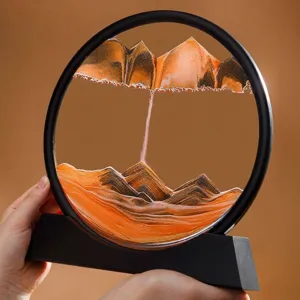Cuadro de arena movediza 3D creativo con paisaje de montaña naranja para decoración