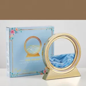 Lámpara LED creativa de arte de arena movediza con arena azul y caja de regalo