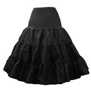 Volledig zicht op zwarte Lolita petticoat zonder hoepel voor extra rokvolume.