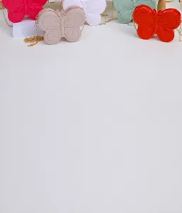 Vista detallata de mini bolsos de gelatina con forma de mariposa para niñas con cadenas de oro
