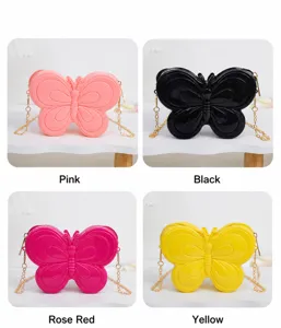 Bonito bolso bandolera de silicona con forma de mariposa para niñas en colores
