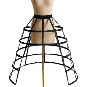 Sottogonna a gabbia Lolita a 5 cerchi nera crinolina per cosplay e spettacoli teatrali