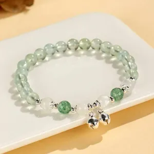 Handmade Natural Prehnite Rose Quartz Bracelet For Women Freshwater Pearl Crystal Beaded Bracelet Niche Design Jewelry Gift