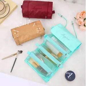 Multifunctional 4-in-1 detachable folding travel makeup bag and toiletry organizer set