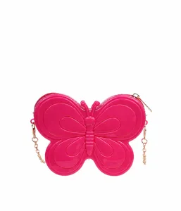 Especificaciones detalladas del bolso mariposa rosa, tamaño 14,5x11x4cm para niñas