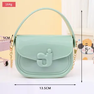 Borsa a tracolla jelly verde menta per bambini con catena dorata e manico