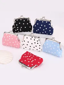 Mini Polka Dot Münzbörse Für Damen Tragbare Kussverschluss Kleiner Stoff Geldbeutel Süße Kleingeldtasche Schlüssel Organizer Beutel