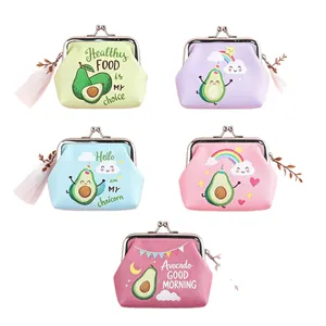 Colección de cinco lindos monederos con tema de aguacate y cierre de metal tipo clic