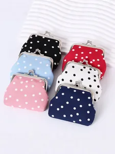 Vintage-Münzbörsen mit Polka-Dots und Klippverschluss in sechs verschiedenen Farben