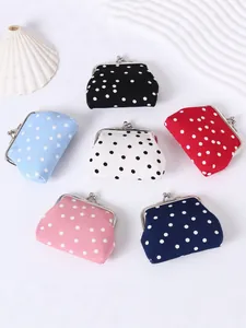 Set mit niedlichen Polka-Dot-Kiss-Lock-Münzbeuteln in sechs leuchtenden Farben zur Aufbewahrung