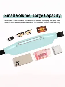 Mint green slim running waist bag with waterproof zippers and multiple compartments