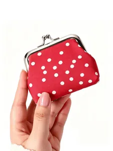 Elegante rote Mini-Geldbörse mit weißen Polka-Dots und silbernem Kussverschluss