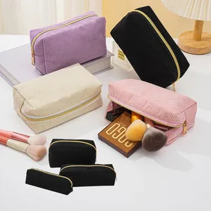 Cord Kosmetiktasche Große Kapazität Tragbarer Kulturbeutel Make-up Aufbewahrungstasche Mäppchen Für Reisen Zuhause Damen