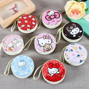 Runder Weißblech-Geldbeutel mit Hello Kitty Cartoon-Motiv für Kopfhörer-Aufbewahrung