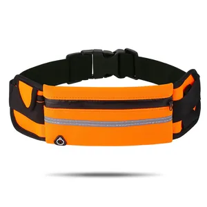 Ceinture de course orange imperméable avec bande réfléchissante et port écouteurs