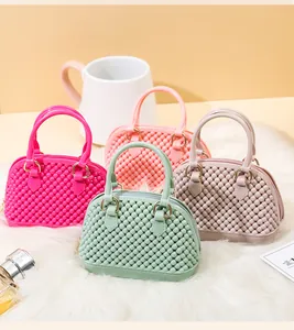 Collection of mini PVC jelly shell bags with beaded texture in trendy summer pastel colors