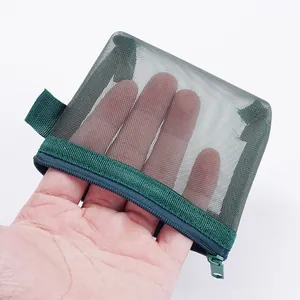 Eenvoudige donkergroene nylon mesh portemonnee met transparant ontwerp voor opslag