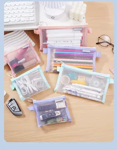 Versatile mesh storage bags in various colors for organizing stationery, cables, and cosmetics.