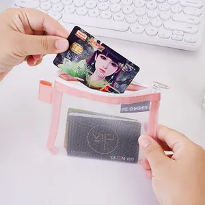 Tragbare rosa Netztasche für Karten und Münzen mit Reißverschluss und Tragegurt