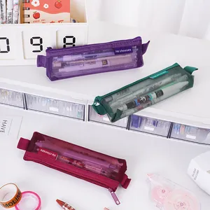 Retro mesh driehoekige etuis in diverse kleuren voor studenten en kantoorbenodigdheden