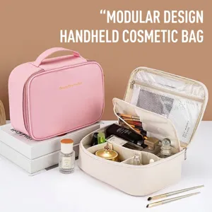 Large Capacity Waterproof PU Leather Cosmetic Bag Portable Travel Toiletry Storage Organizer Handbag For Women Makeup Tools Case