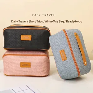 Geflochtene Textur Kosmetiktasche Große Kapazität PU Leder Reise Kulturbeutel Tragbare Kissen Kosmetiktasche Damen