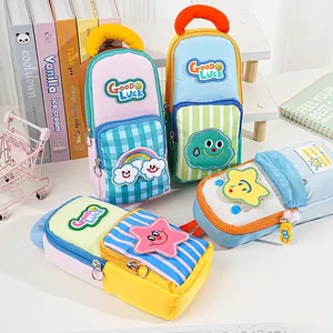 Große Kapazität Rucksack Form Federmäppchen Kreative Klettverschluss Leinwand Schreibwaren Tasche Für Schule Mädchen Geschenk