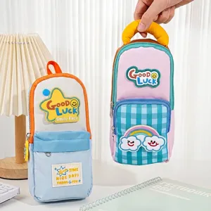 Süßes Federmäppchen im Rucksack-Stil mit großer Kapazität für Schulbedarf und Griff