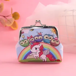 Adorable cartoon unicorn and owls mini coin purse with metal clasp closure for kids' storage