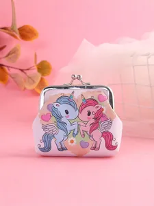 Cute unicorn cartoon coin purse with metal clasp closure for kids' coin storage