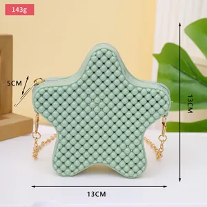 Sac gelée vert menthe en forme d'étoile avec chaîne dorée, sac bandoulière en silicone
