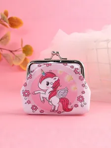 Cute unicorn cartoon coin purse with metal kiss-lock for kids mini coin storage pouch