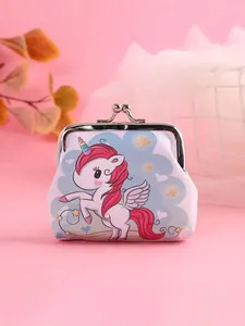 Cute cartoon unicorn mini coin purse with durable metal kiss-lock clasp for girls