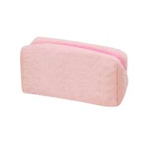 Grote roze pluche make-up tas voor reisbenodigdheden en cosmetische organisatie