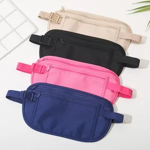 Ultra-slim anti-theft travel waist bags in multiple colors for passports and money storage