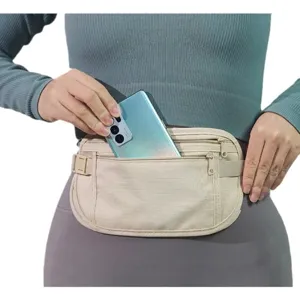 Slim anti-theft waist bag for travel and sports, ultra-thin hidden money belt for men and women
