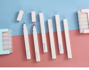 Close-up of Morandi soft chisel tip highlighters in pastel colors