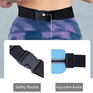 Close-up detail of the durable safety buckle and adjustable strap on a running waist bag